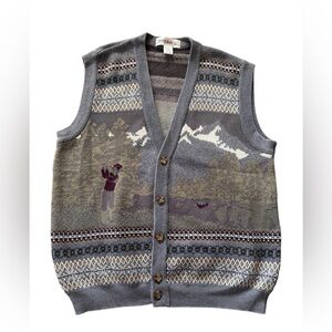 GRAND SLAM PENGUIN GOLF GRAY SWEATER VEST MENS SIZE LARGE LARGE